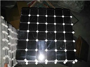 Black/White Marble Square Mosaic Tiles with White/Black Dot Black/White Marble Square Mosaic Tiles with White/Black Dot