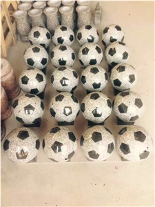 Black White Round Stone Ball Customized Granite Football Vase Carving