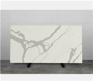 Calacatta White Quartz Marble Slab for Kitchen Countertop
