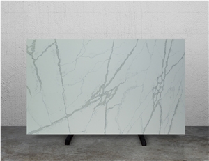 Calacatta White Quartz Marble Slab for Kitchen Countertop