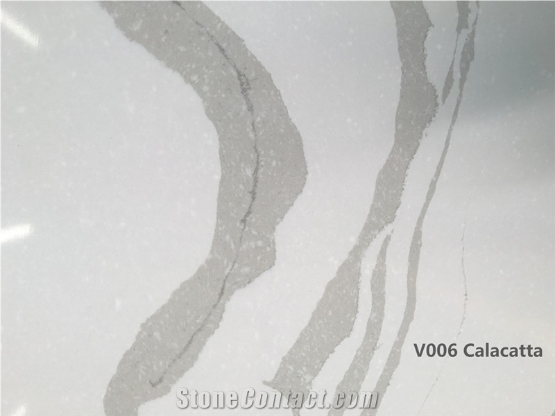Calacatta with Grey Vein Quartz Stone Slab for Kitchen Countertop