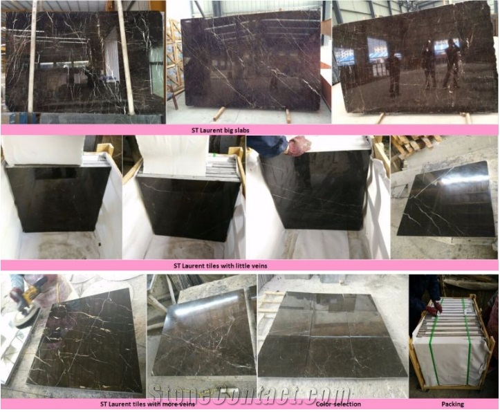 China Nero St Laurent 10mm Brown Black Grey Marble Tile