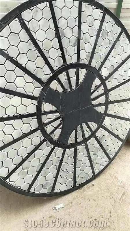 Creative Mosaic Round Mosaic Art Carrara Hexagon Mosaic Medallions