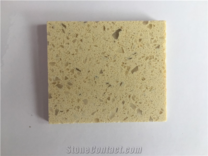 Engineered Polyester Resin Artificial Golden Sand Beige Quartz Stone