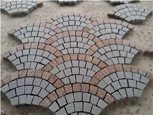 G603 Granite Paving Stone Cubes Fan Shape Granite Cobble Stone