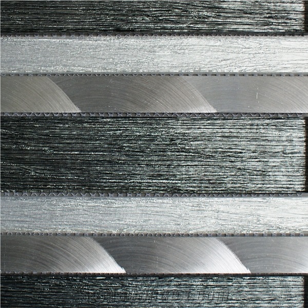 Grey Glass Linear Strips Mosaic Wall Tile for Kitchen/Bathroom
