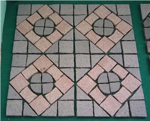 Grey Red Granite Paving Stone Cubes Fan Shape Granite Cobble Stone Grey Red Granite Paving Stone Cubes Fan Shape Granite Cobble Stone