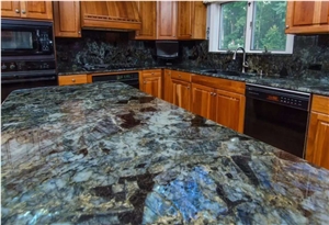 Madagascar Blue Labradorite Lemurian Blue Granite Kitchen Countertops