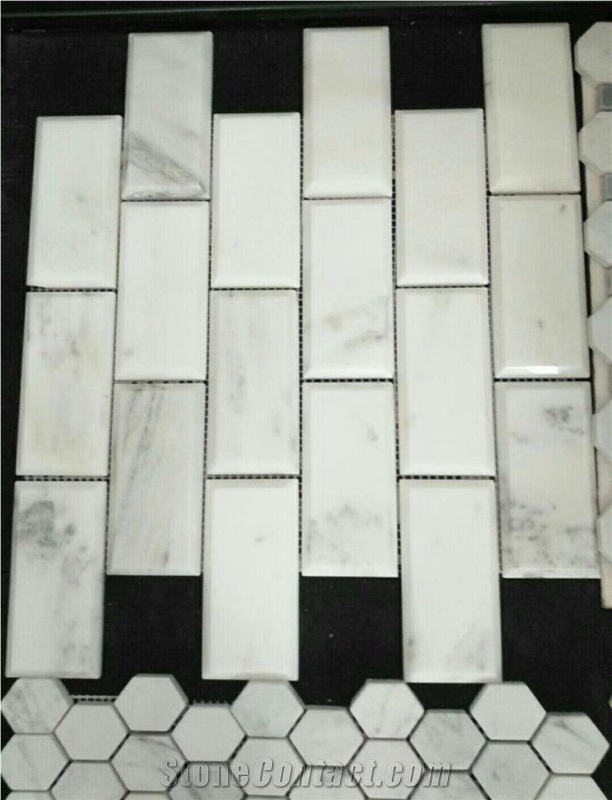 Polished Honed Italian Carrara Marble 2x4 Subway Mosaic Tile