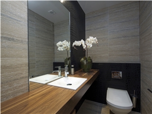 Silver Grey Striato Domus Vein Cut Travertine Tile / Slab