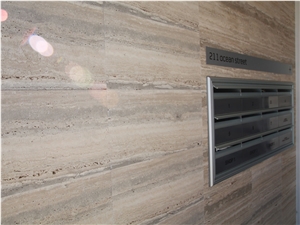 Silver Grey Striato Domus Vein Cut Travertine Tile / Slab