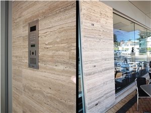 Silver Grey Striato Domus Vein Cut Travertine Tile / Slab