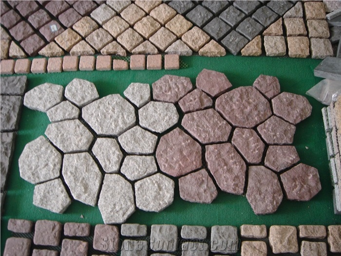 White Granite Paving Stone Cubes Granite Random Cobble Stone Kerbstone