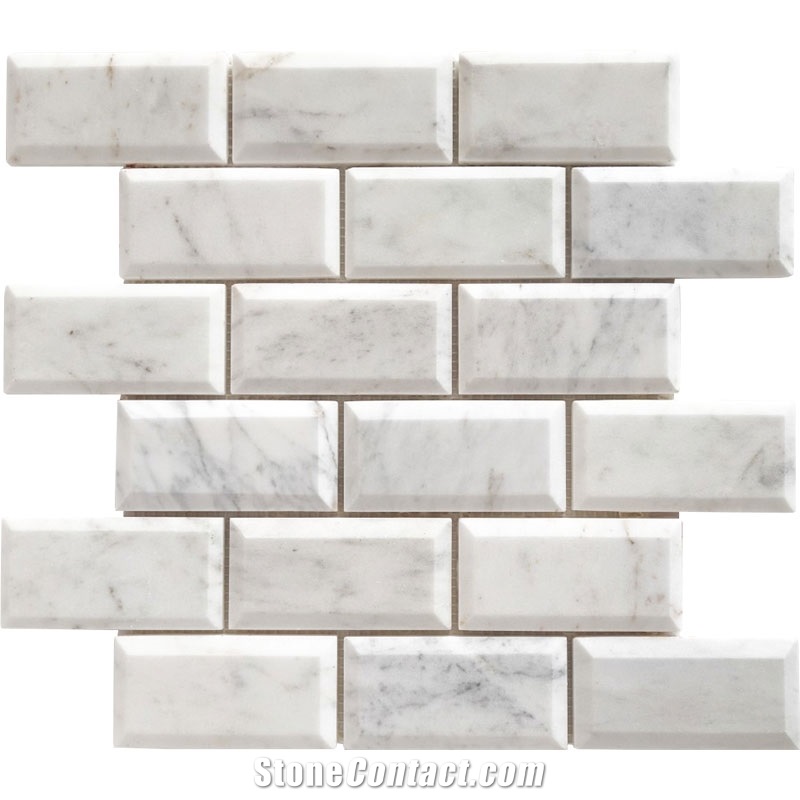 Imperial White Marble-Bianco Venatino White Basketweave Mosaic 12"X12"