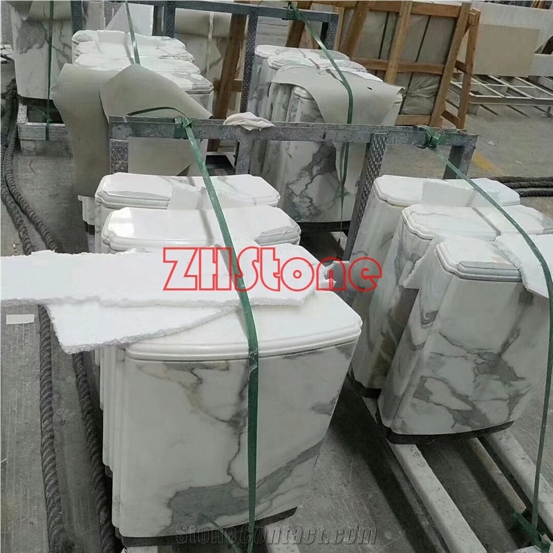 Bianco Calacatta Toilet White Marble Closestool Bathroom Products