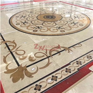 Cloud Design Dark Emperador&White Marble Round Waterjet Medallions