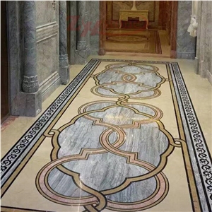 Cloudy Grey Marble Slabs for Carpet Medallions