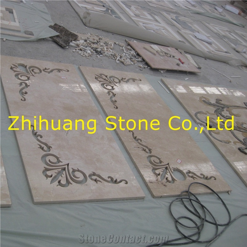 Hexagon Design Polaris&Bursa Dark Beige Marble Waterjet Medallion