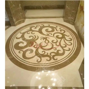Ka Zuo Fei Coffee Brown Marble Round Floor Medallions