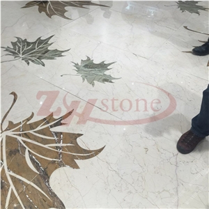 Leaf Design Rain Forest Brown Marble Waterjet Medallion