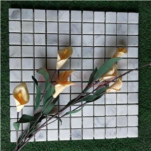 Pure White Marble with Glass Mosaic