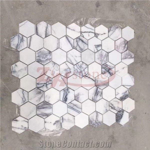 Pure White Marble with Glass Mosaic