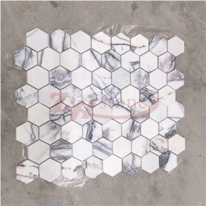 Pure White Marble with Glass Mosaic