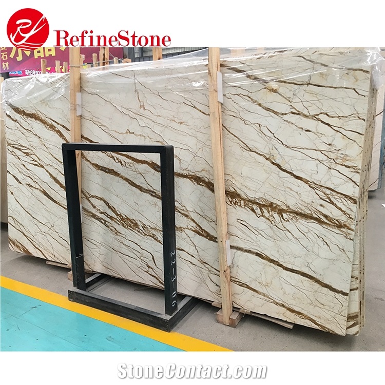 Polished Wall Floor Sofia Beige Marble, Gold Beige Marble