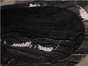 Black Ancient Wood Marble Bath Tub