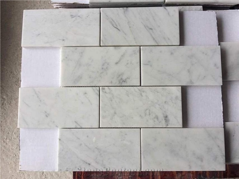 Carrara White Marble Rectangle Mosaic for Bathroom