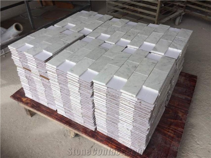 Carrara White Marble Rectangle Mosaic for Bathroom