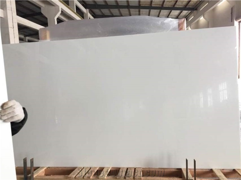 Crystallized Glass Pure White Stone, Nano White Marble Slabs