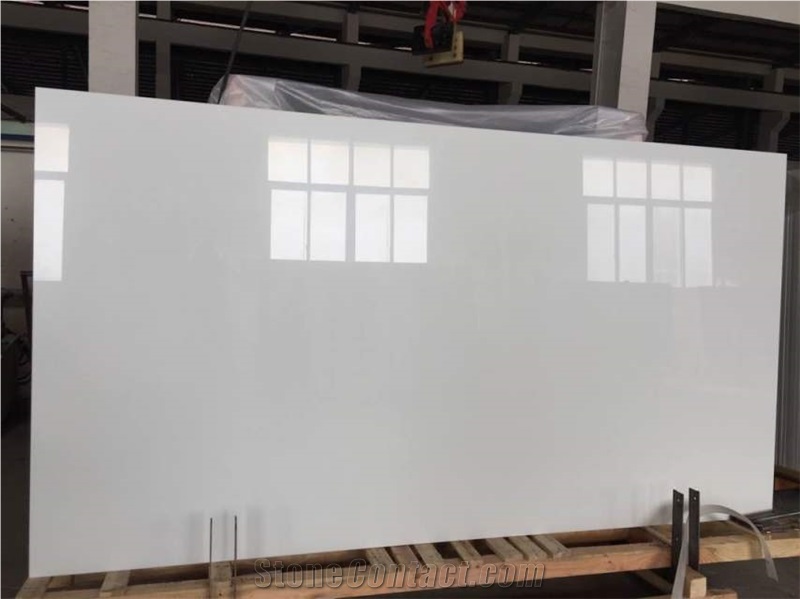 Crystallized Glass Pure White Stone, Nano White Marble Slabs
