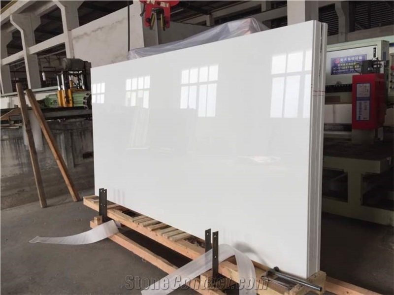Crystallized Glass Pure White Stone, Nano White Marble Slabs