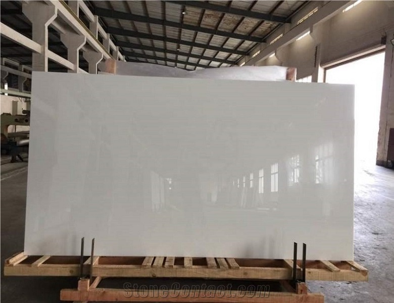 Crystallized Glass Pure White Stone, Nano White Marble Slabs