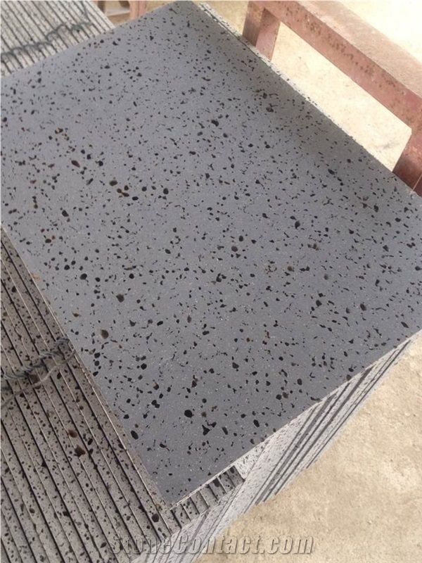 Hainan Basalt Honed Lava Stone Tiles for Flooring