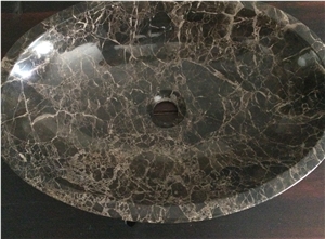 Round Dark Emperador Marble Sink/Basin Round Dark Emperador Marble Sink/Basin