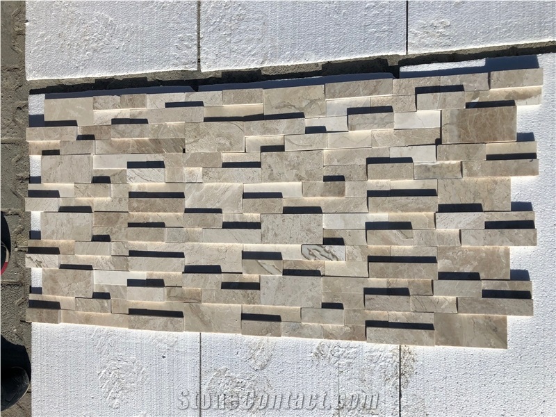Diana Royal Beige Marble Honed Cubic 2d Ledge Stone Panels