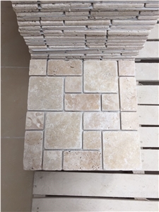 Mini Pattern Set Tumbled Beige Travertine Mosaic K30