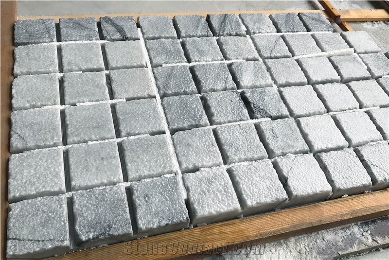Parnon Grey Bush-Hammered & Brushed Mosaic