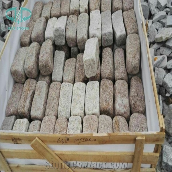 Popular Cheap G682 Rusty Yellow, Sunny Gold Granite Cube Cobble Stone