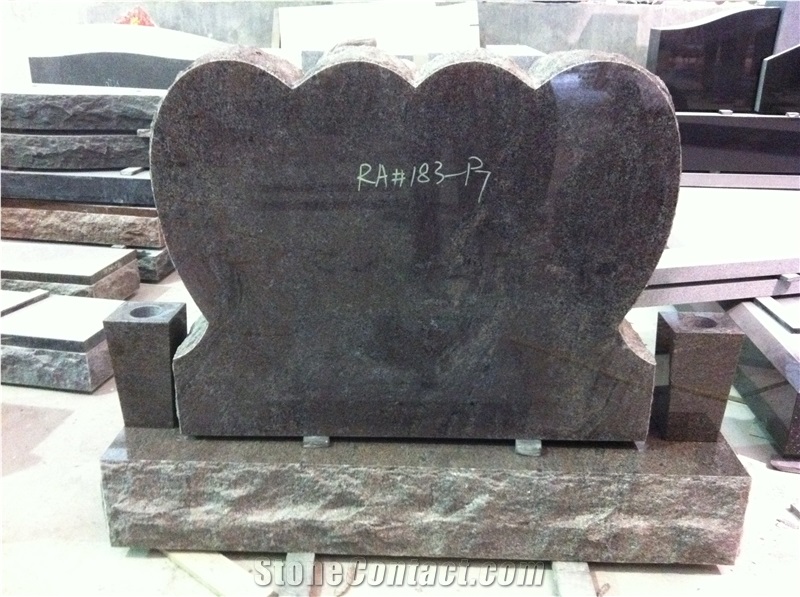 Custom Design Granite Locking Hearts Tombstone for Cemetery