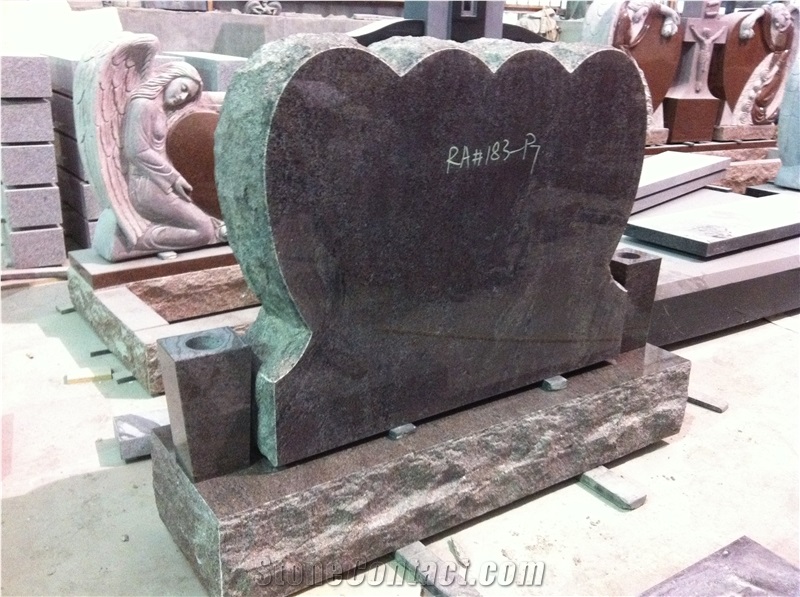 Custom Design Granite Locking Hearts Tombstone for Cemetery
