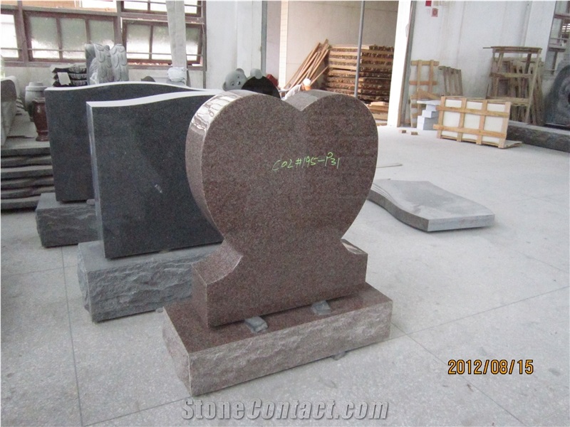 Custom Design Granite Locking Hearts Tombstone for Cemetery