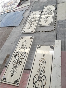 Custom Design Marble Floor Medallions Black Portoro Waterjet Medallion