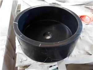 Custom Made Black Marquina Round Sinks Marble Black Bathroom Sinks