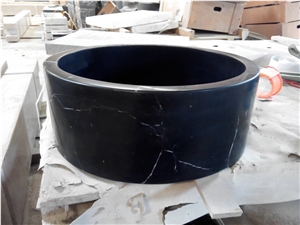 Custom Made Black Marquina Round Sinks Marble Black Bathroom Sinks
