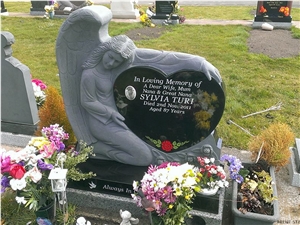 Custom Made Gravestone Black Granite Upright Monuments
