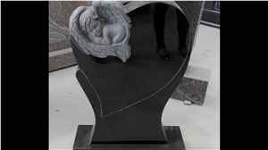 Custom Made Gravestone Black Granite Upright Monuments