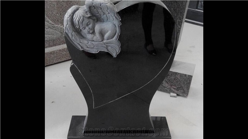 Engraved Single Black Granite Monuments Absolute Black Monument